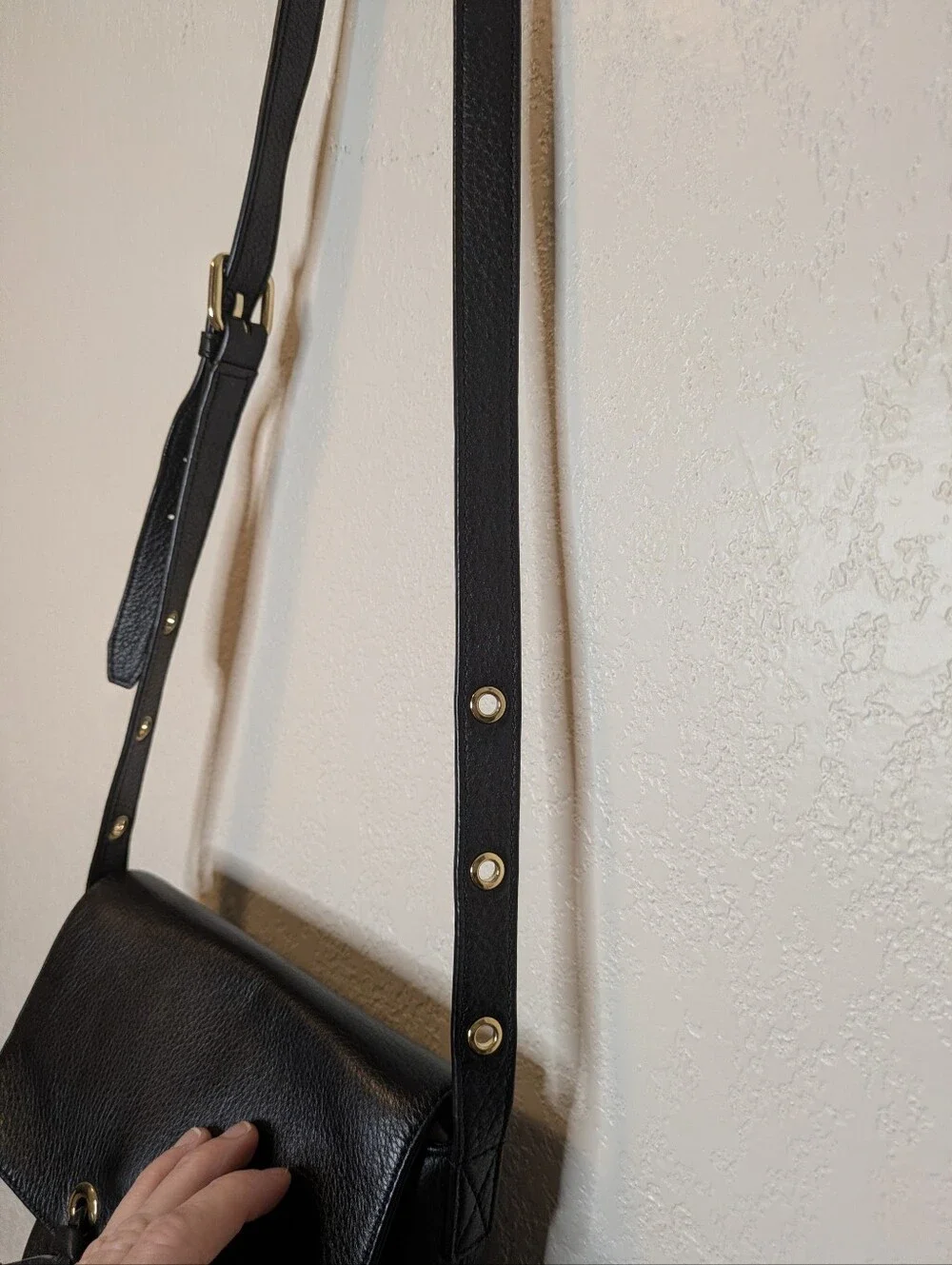 Talbots Black Genuine Leather Snap Flap Crossbody Bag • Excellent